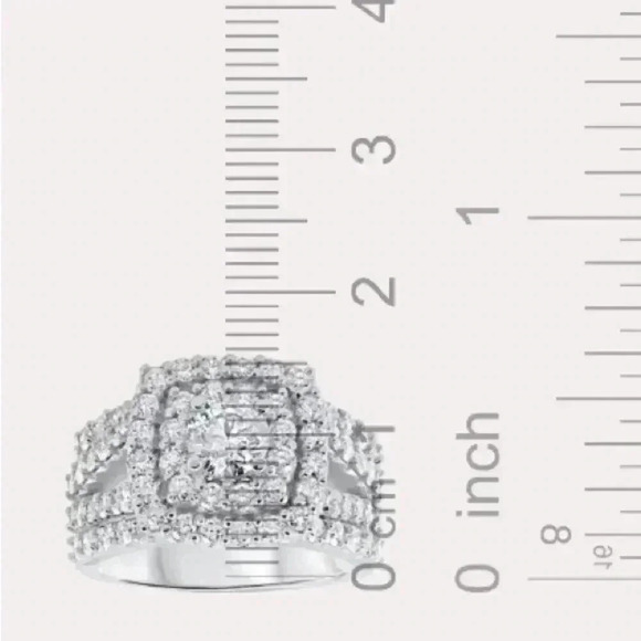 3ct. Halo Cushion Diamond Engagement Wedding Ring Set 10k White Gold (3 pcs.) - Picture 12 of 15